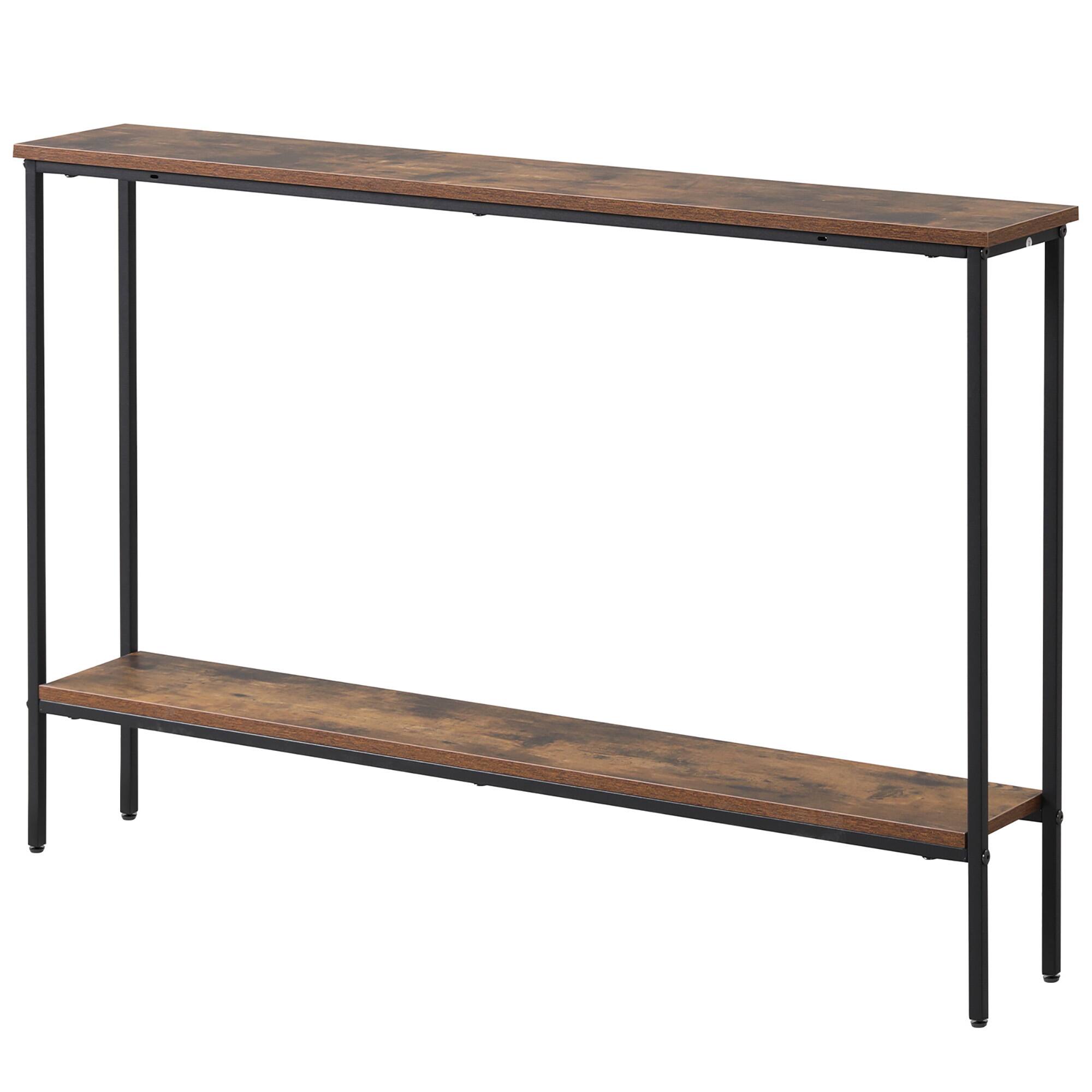 Alt View 8. Gymax - Gymax 44'' Narrow Entryway Table Console Table w/ Shelf & Dual Anti-Tipping Kits Brown & Black - Rustic Brown, Black.