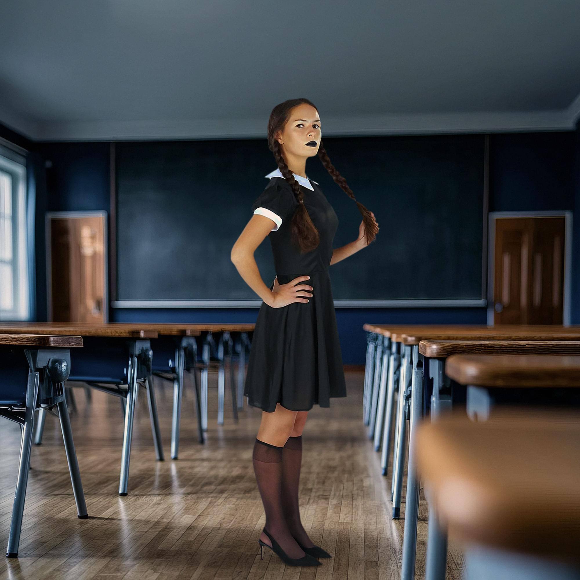 Alt View 2. Orion Costumes - Tuesday Addams Costume | Small - Black.