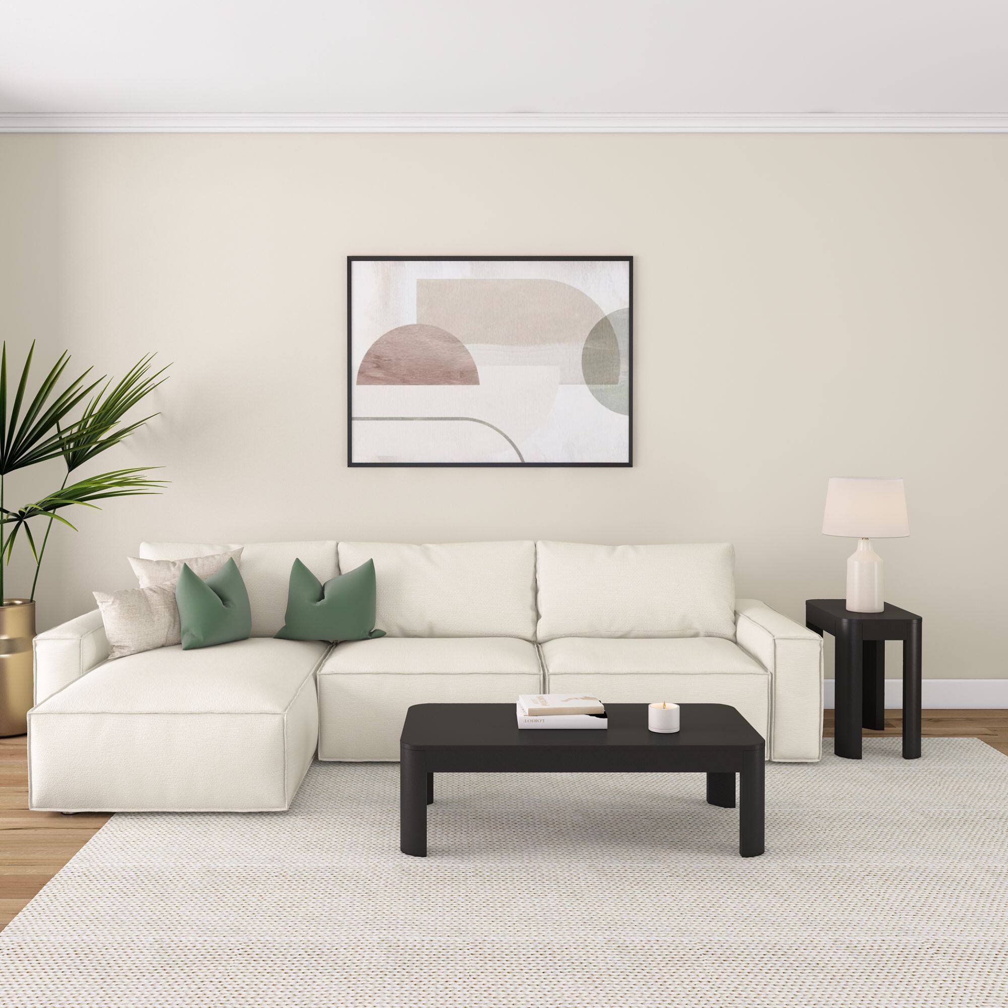Alt View 5. Plank+Beam - Modern Rounded Rectangular Coffee Table (48in x 24in / 1220mm x 610mm), Black - Black.