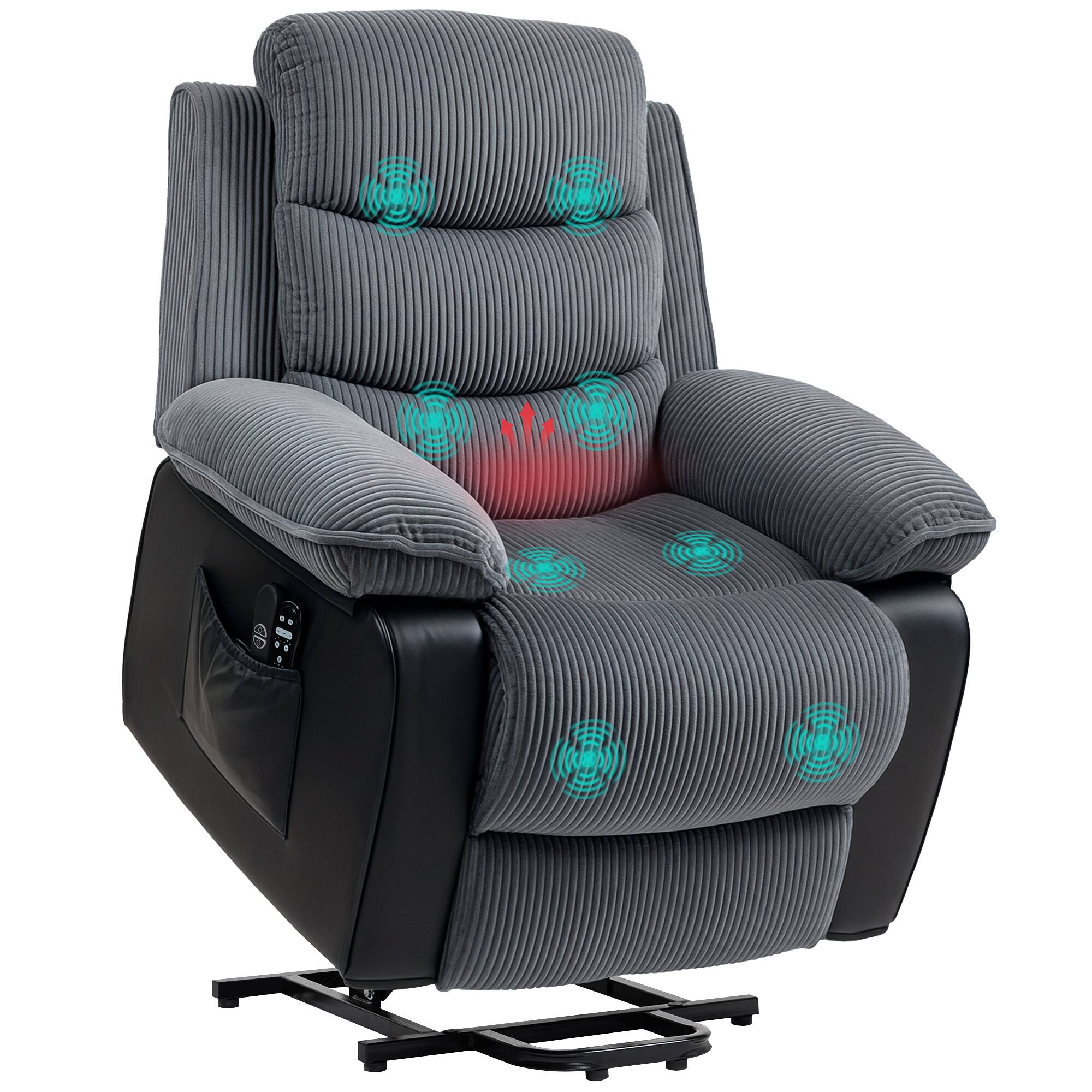 Homcom - Power Lift Recliner Chair for Elderly with Massage and Heat, Electric Lift Chair, Patchwork Design Massage Chair - Dark Gray