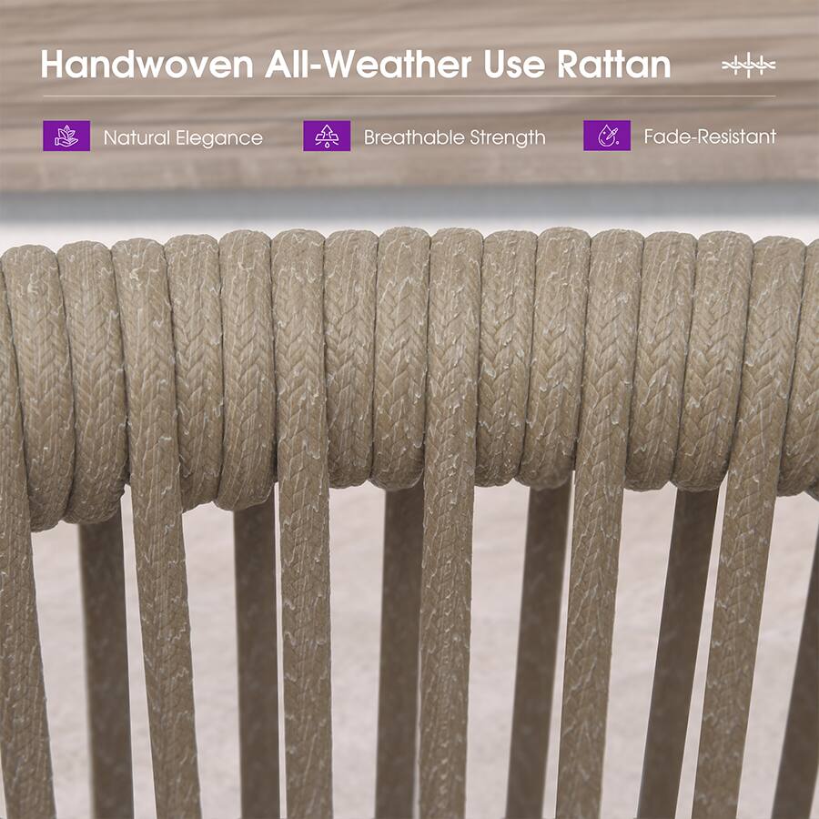Handwoven All-Weather Use Rattan  
Natural Elegance  
Breathable Strength  
Fade-Resistant