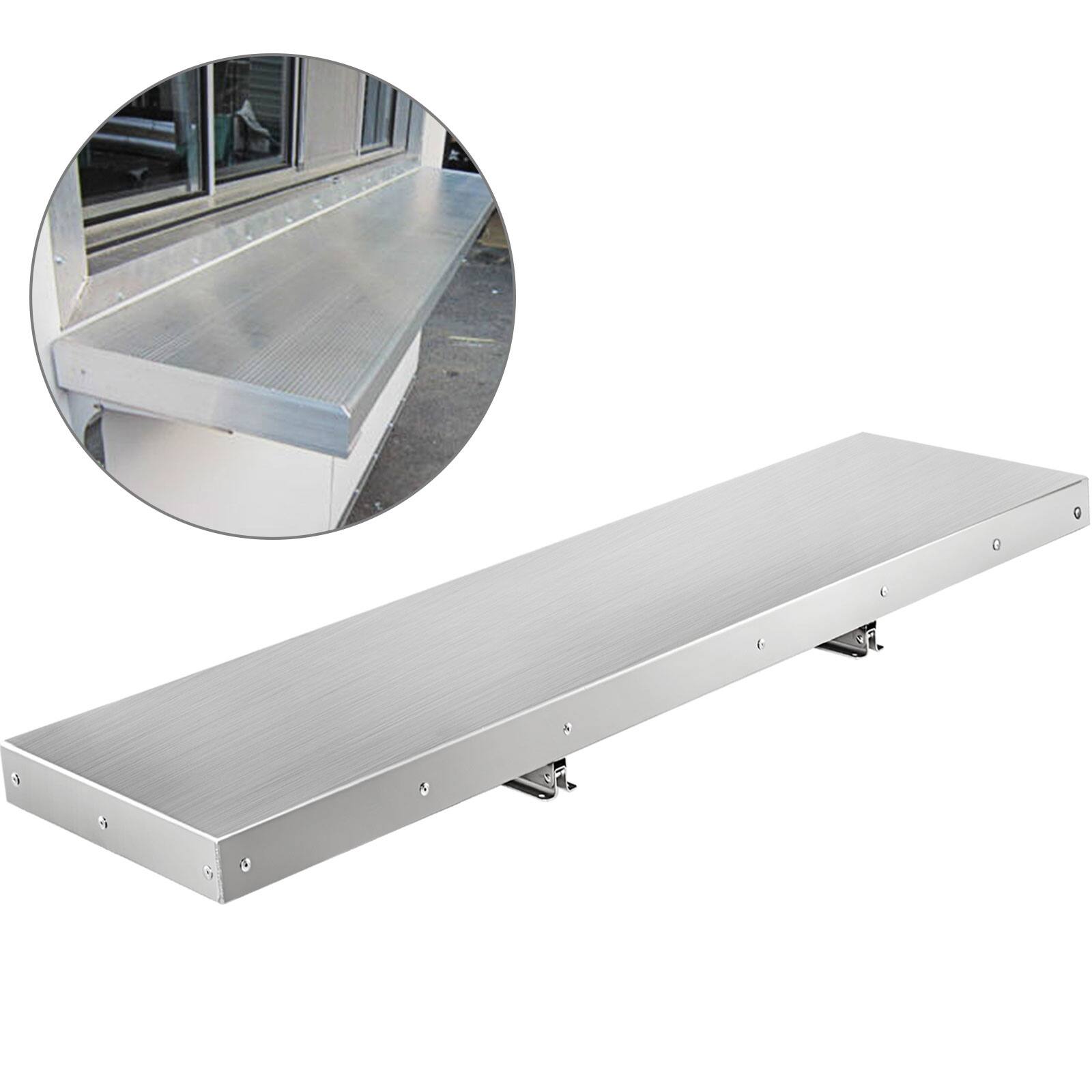 Alt View 4. VEVOR - Concession Shelf 48L x 12W Inch Stainless Steel Drop Down Folding Serving Food Shelf Stand - Silver.