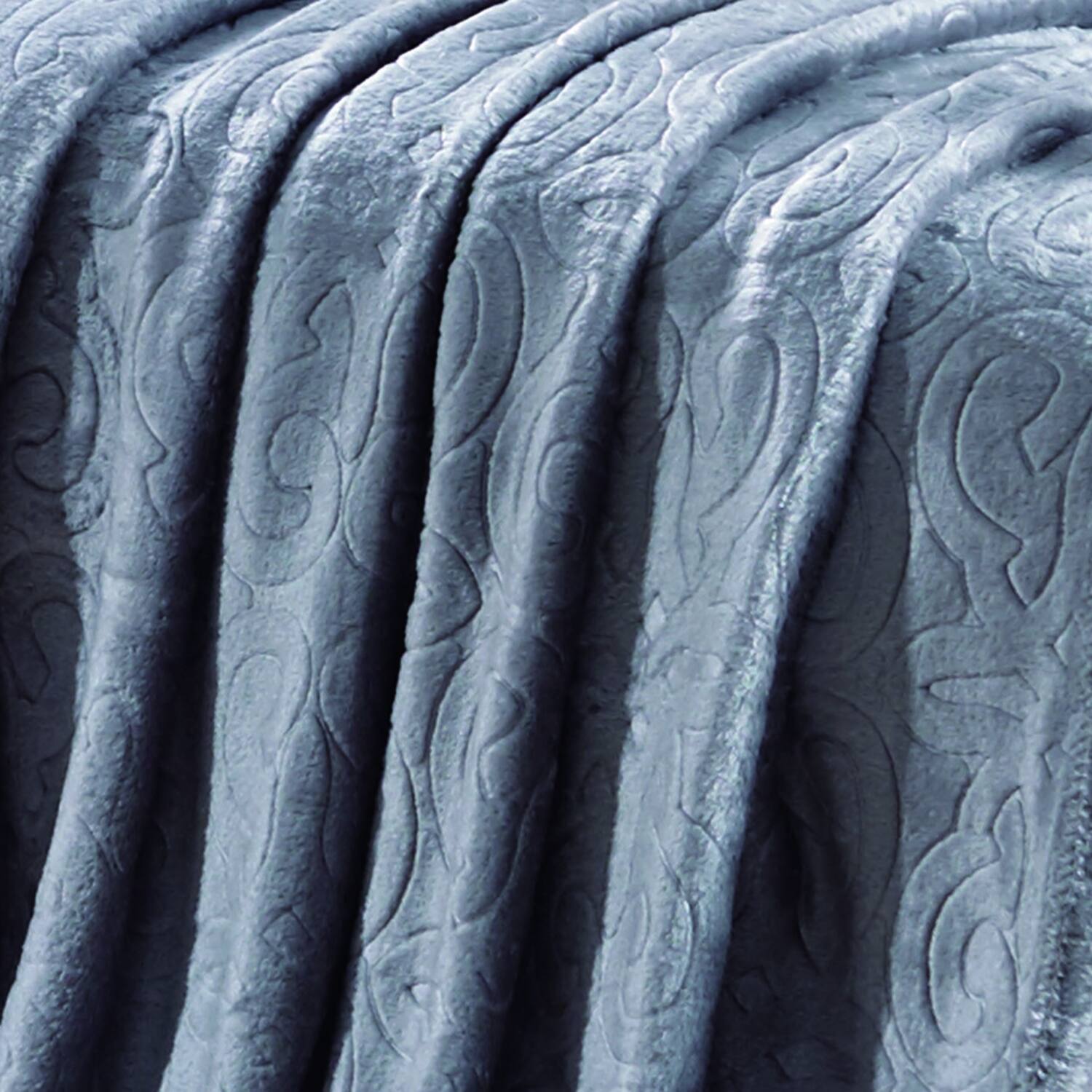 Alt View 4. Noble House - Plazatex Dama Embossed Decorative Super Soft Throw Blanket for Sleep/Decor 2 Pack 50" x 60" Grey - Grey.