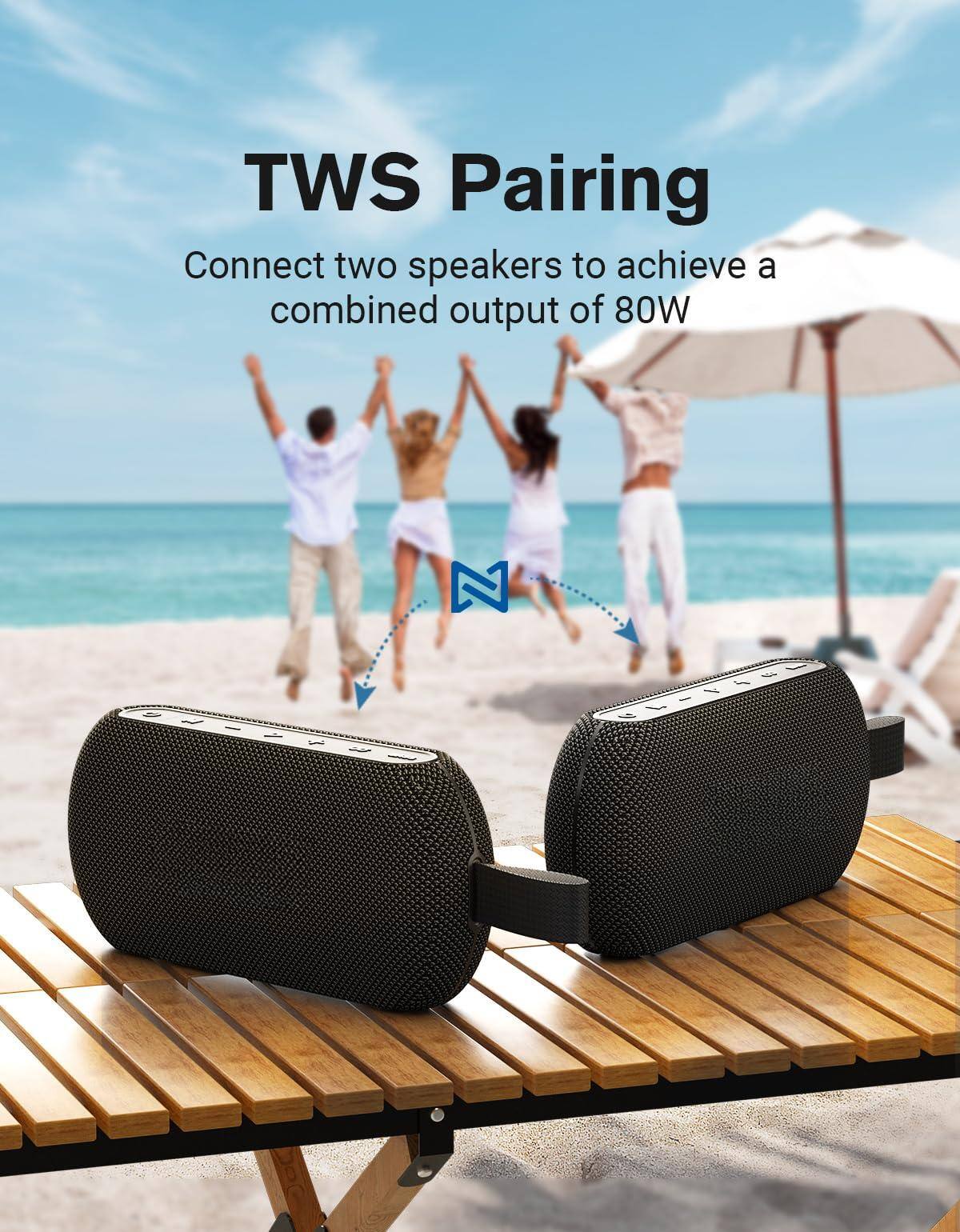 TWS Pairing

Connect two speakers to achieve a combined output of 80W