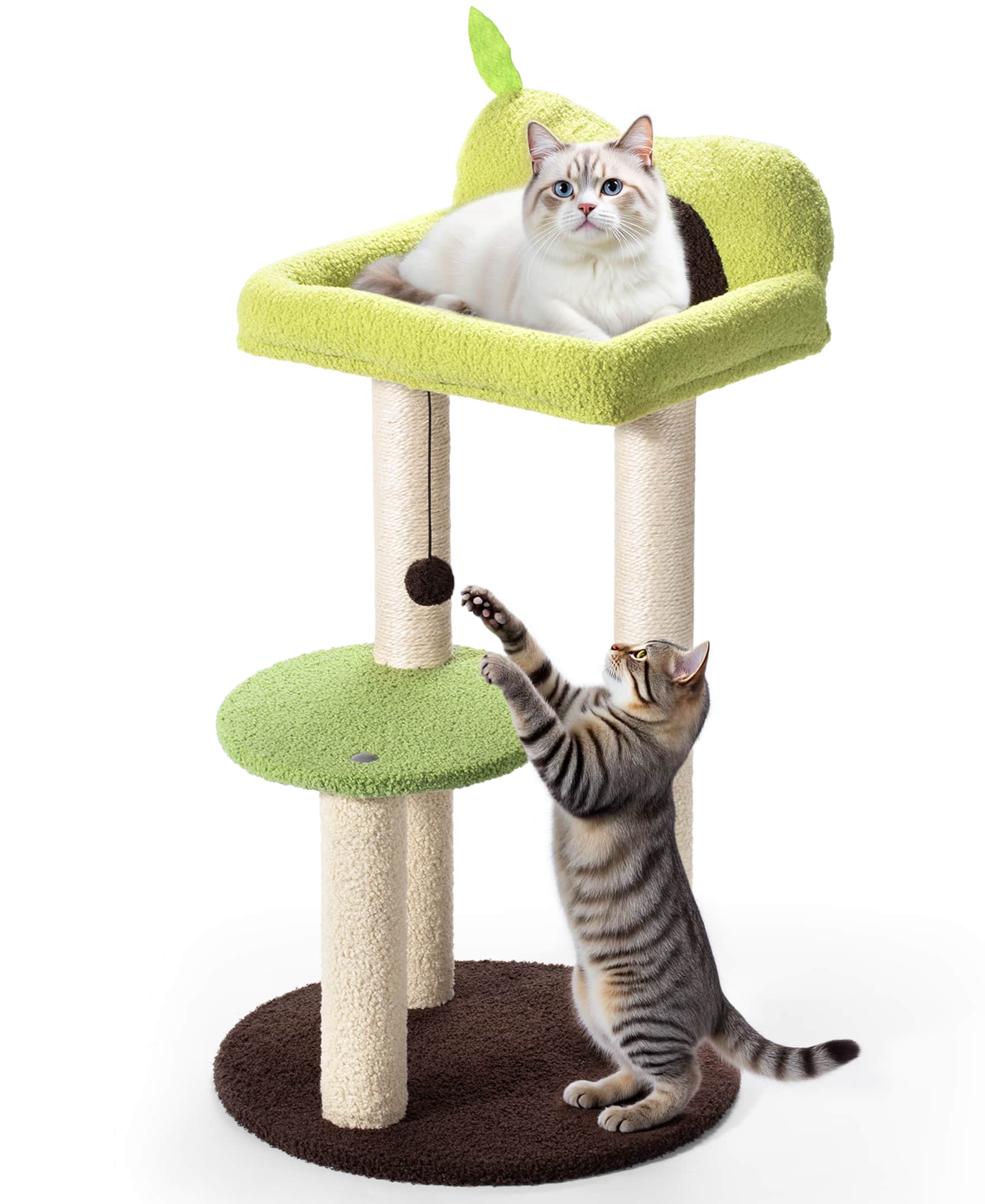 HONGGE - Compact Cat Tree Tower with Sturdy Climbing and Scratching Posts - Green