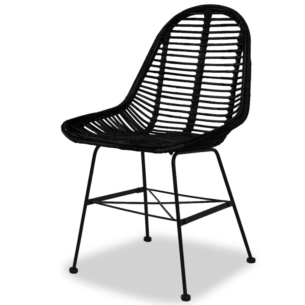 Alt View 2. Boyel Living - Indoor  Dining Chair Set of 2 Black Natural rattan, Wrought iron Standard - Black.