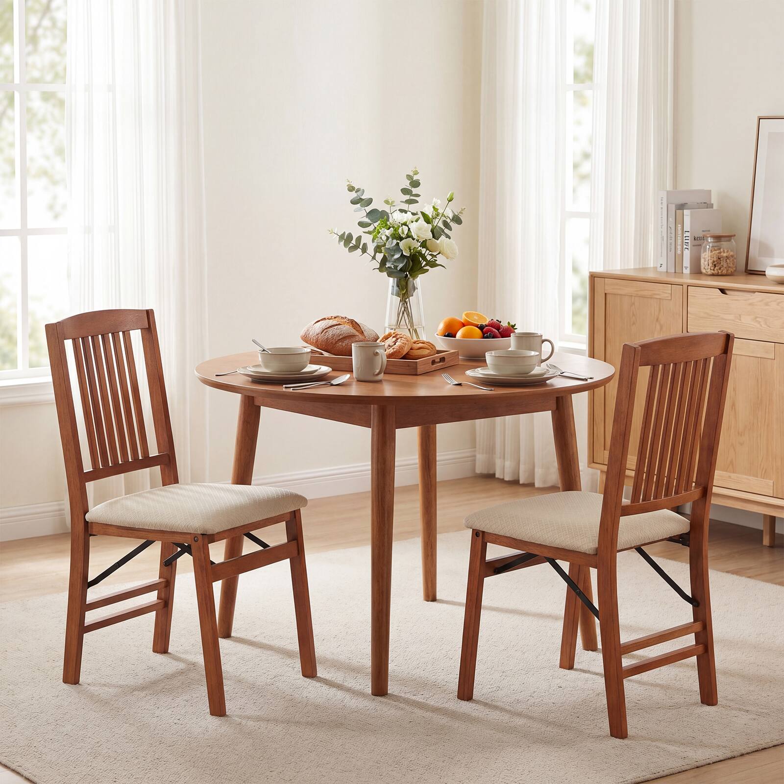 Alt View 4. Gymax - Gymax 4PCS Folding Dining Chairs w/Padded Seat Rubber Wood Frame No Assembly Required - Beige.