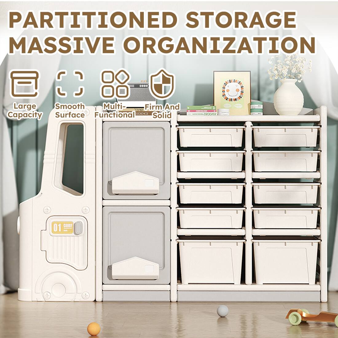 PARTITIONED STORAGE MASSIVE ORGANIZATION

- Large Capacity
- Smooth Surface
- Multi-Functional
- Firm And Solid

01 CANDY