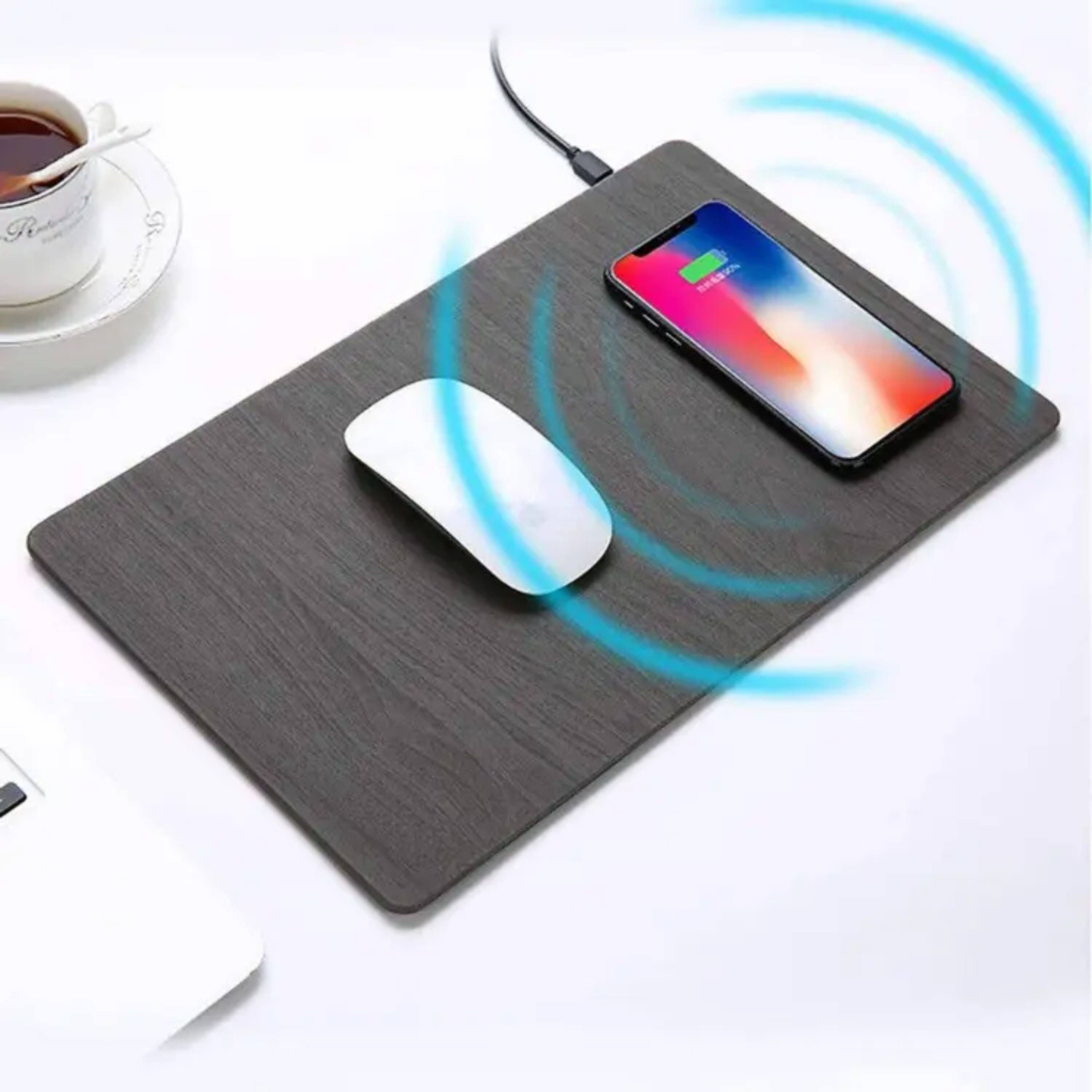 Angle. Kitcheniva - 2 in 1 Wireless Charger Mouse Pad Black - Black.