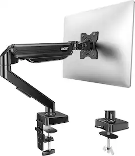 Acer - Single Monitor Mount, Fully Adjustable Monitor Arm Fits 17 to 34 Inch Screens, Gas Spring VESA Mount with C-Clamp - Black