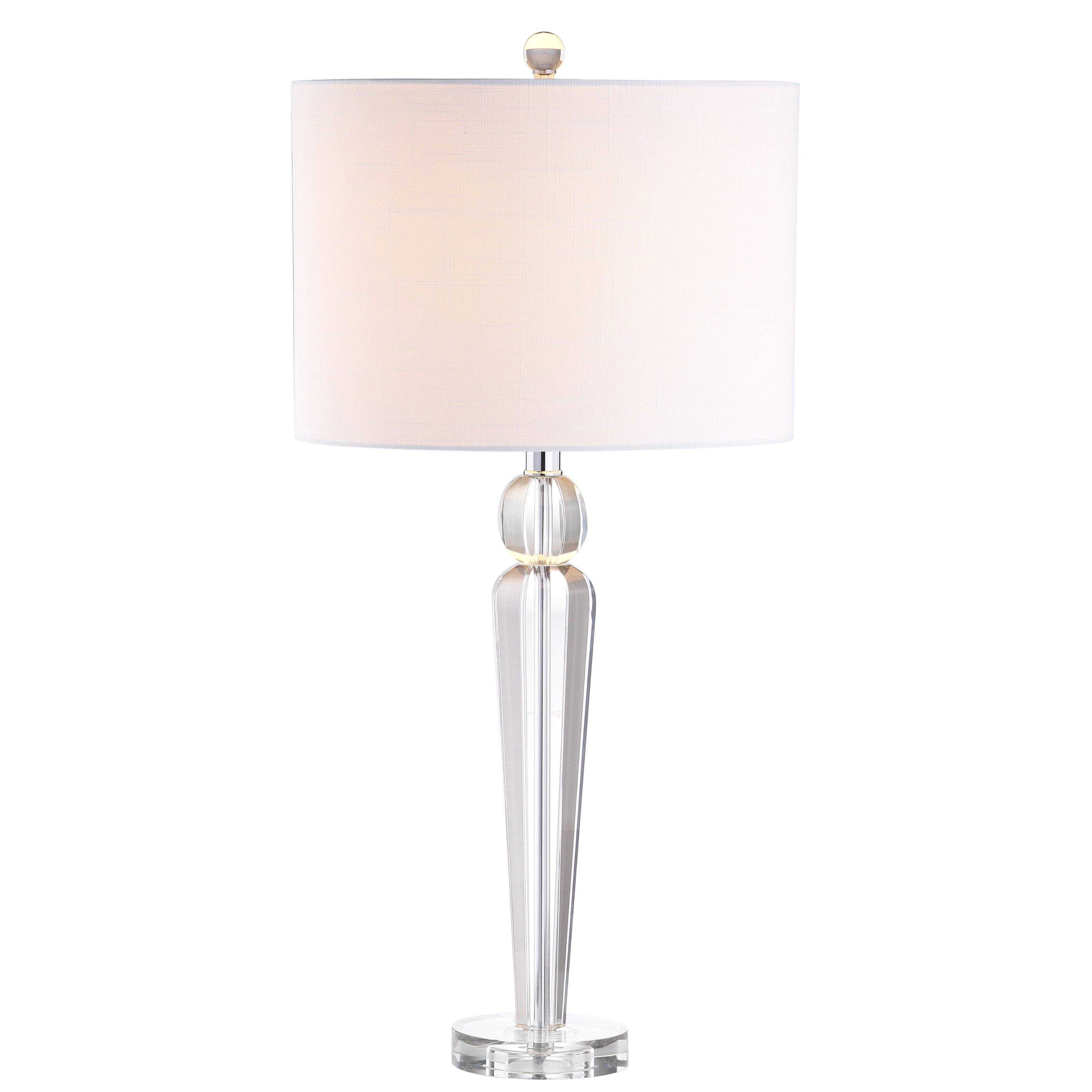 Front. Jonathan Y - Elizabeth 28.5" Crystal LED Table Lamp, Clear - Clear.
