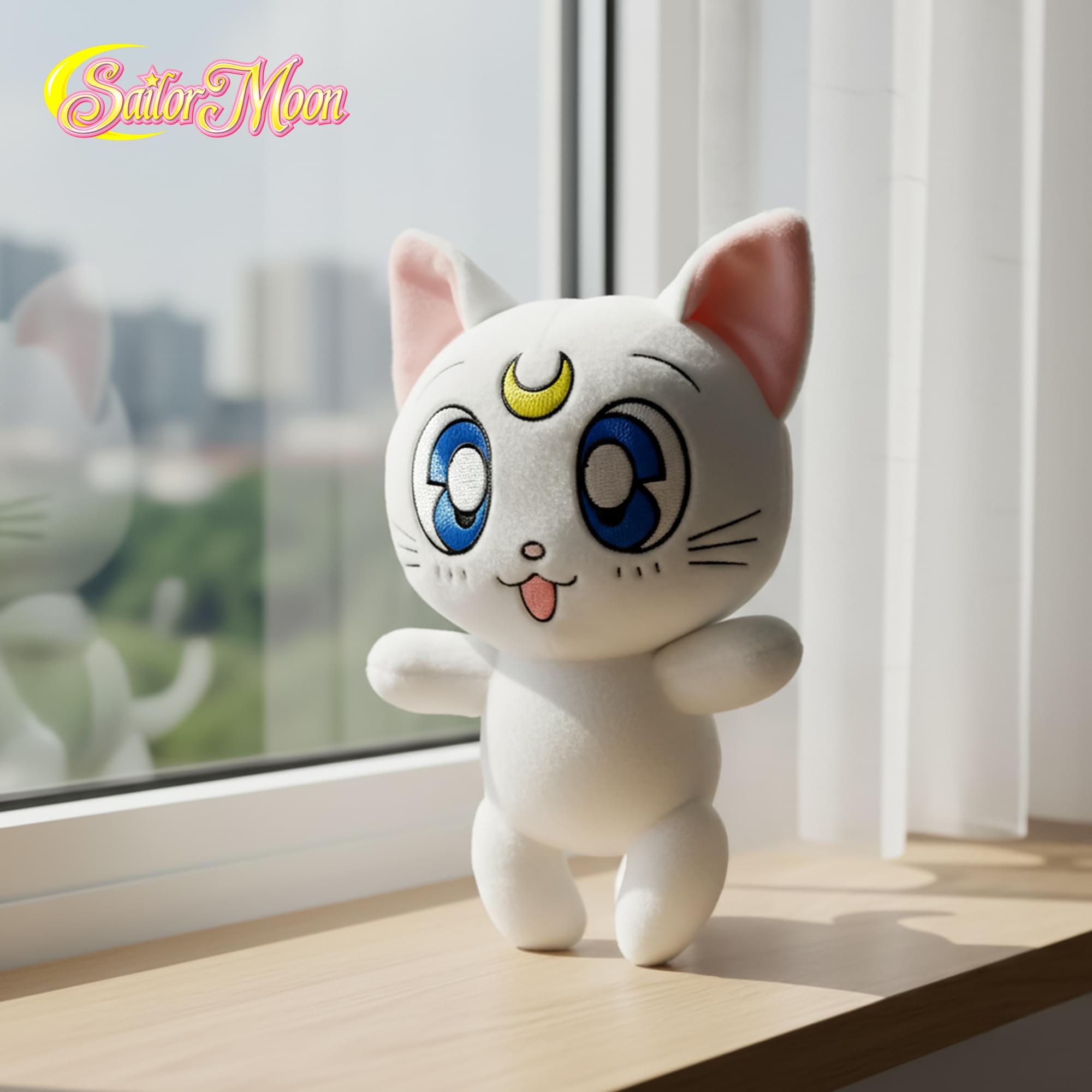 Alt View 4. Great Eastern - Sailor Moon 7 Inch Character Plush | Artemis - White.