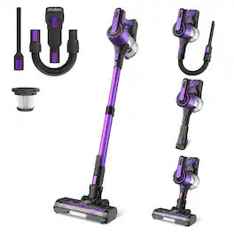 Ecooso - Cordless Stick Vacuum Cleaner, 30KPa Powerful Suction, 350W Motor, 8-in-1 Lightweight Home Cleaner - Purple