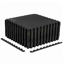 Costway - 24 Pack Interlocking EVA Foam Floor Tiles with Boarders Non-Slip Protective Flooring - Black