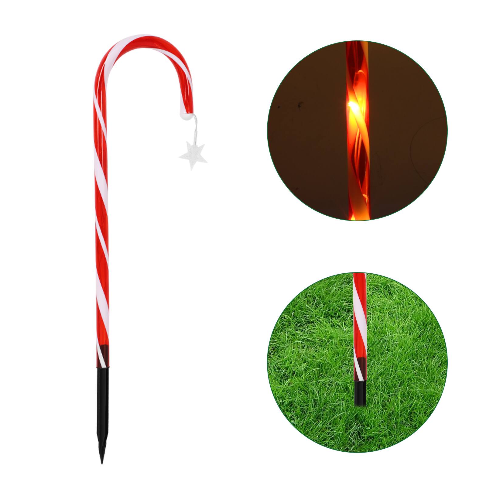 Back. Oumilen - Solar Candy Cane Lights 10-in-1 Multicolor LED Christmas Pathway Lights.