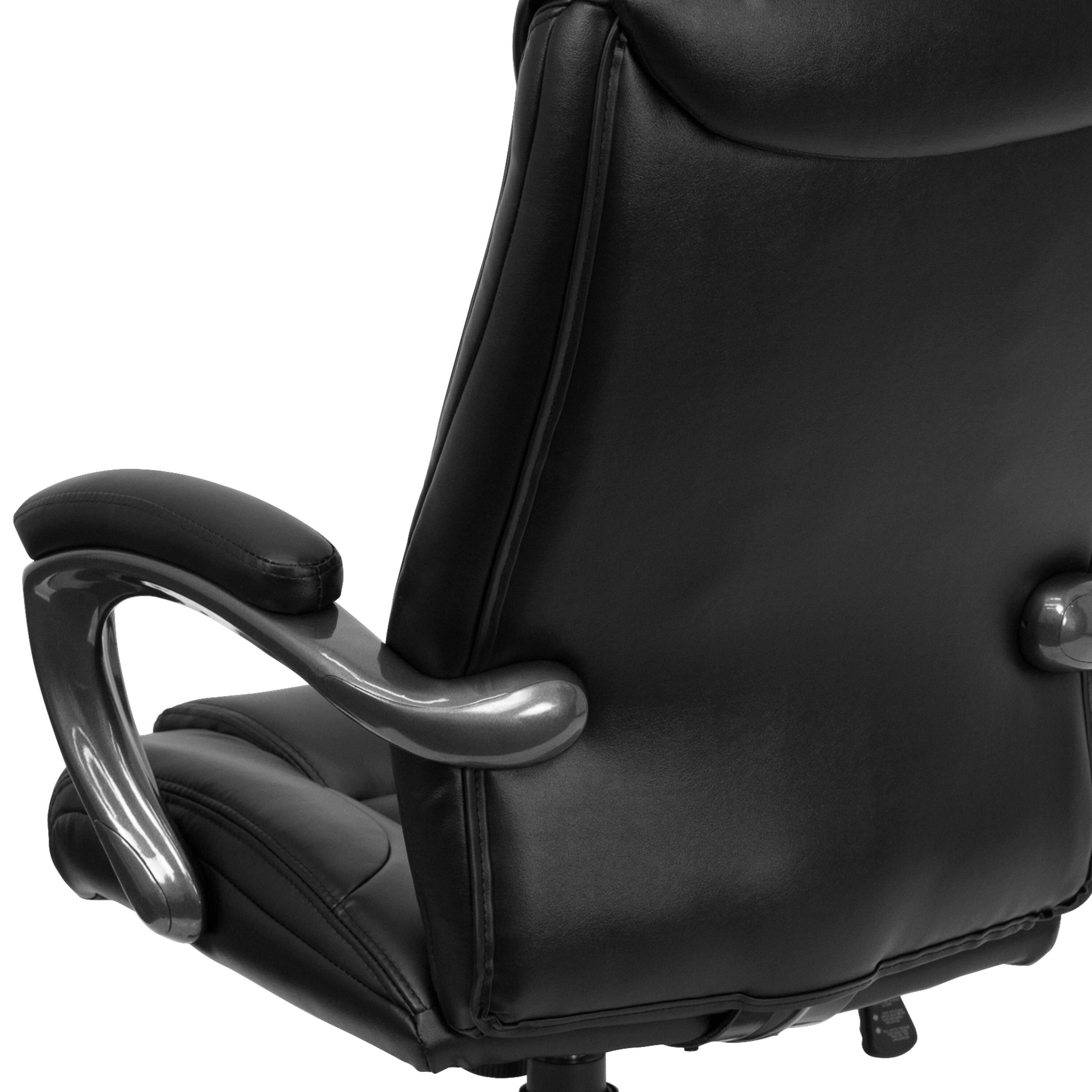 Alt View 9. Emma + Oliver - High Back Leather Layered Upholstered Executive Swivel Ergonomic Office Chair with Smoke Metal Base and Padded Arms - Black.