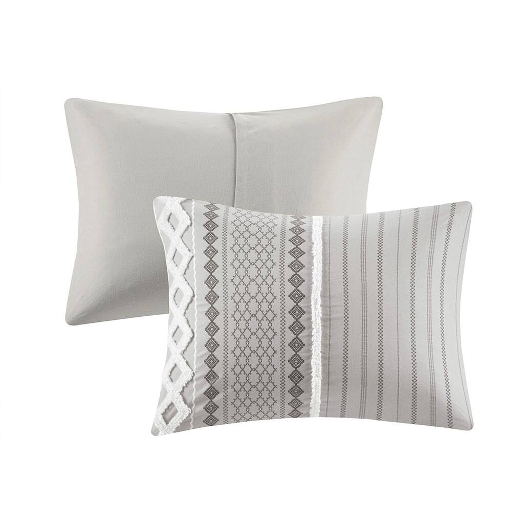 Alt View 4. Gracie Mills - Gracie Mills Modesto Printed Cotton Comforter Set with Chenille - Gray.