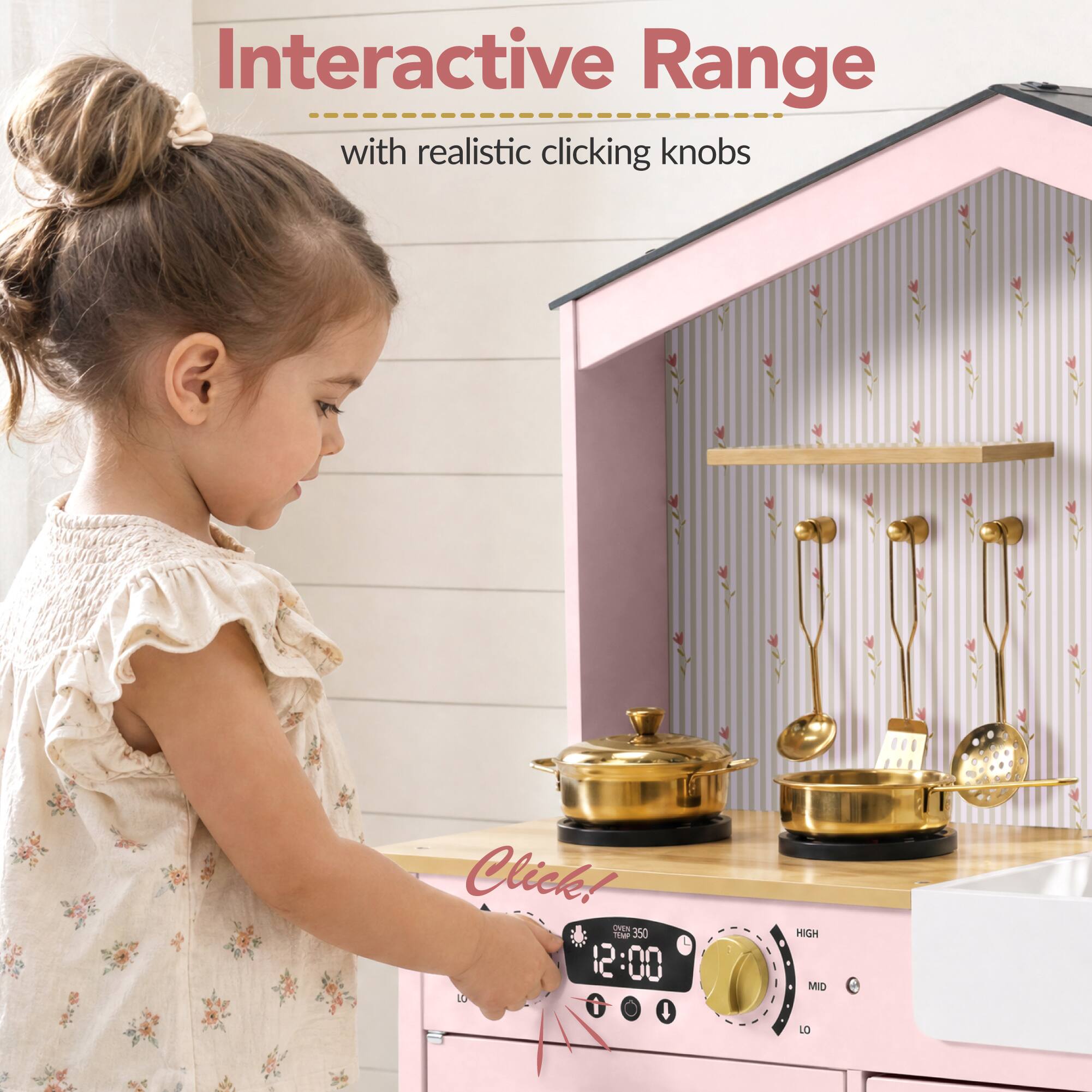Interactive Range with realistic clicking knobs

Click! OVEN TEMP 350 12:00 10 t
HIGH MID LO