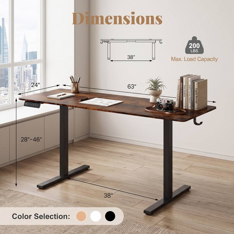 Dimensions: 38" x 24" x 63"  
Max. Load Capacity: 200 LBS  
Height Adjustable: 28"-46"  
Color Selection: [Options]