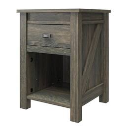 Hivvago - Farmhouse 1-Drawer Bedroom Nightstand with Open Shelf - Gray