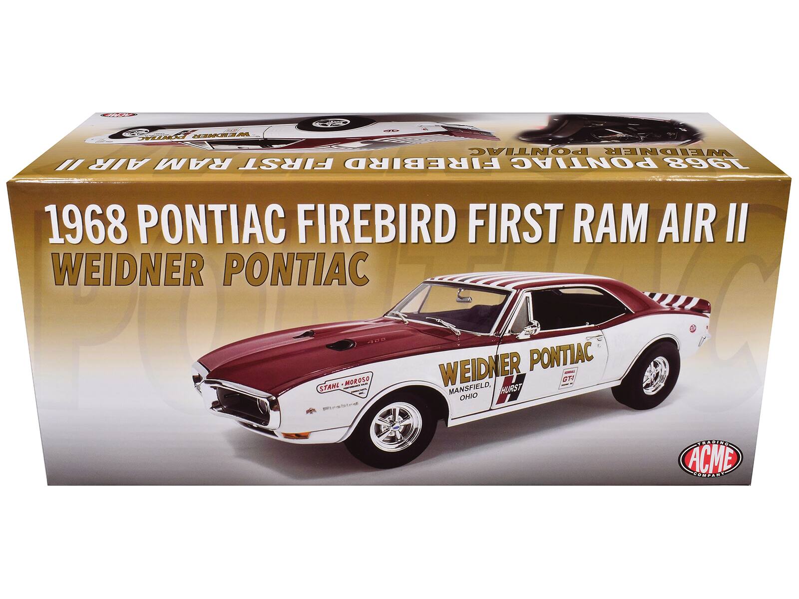 THEW  
PONTIAC WENDNER PORTIAC WEIDNER " AIR RAM FIRST FIREBIRD PONTIAC 1968  
1968 PONTIAC FIREBIRD FIRST RAM AIR II WEIDNER PONTIAC  
408 MOROSO STAHL  
WEIDNER PONTIAC ESSARIALE GT-1 MANSFIELD, HURST OHIO  
TRADING ACME COMPANY