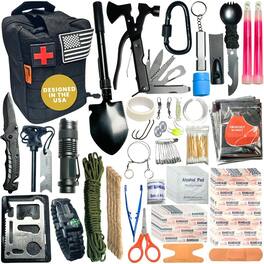 PARKER SLATER - 175 PCS Survival & First Aid Kit, IFAK, MOLLE Bag, Camping, Hiking, Outdoor Emergency - Black