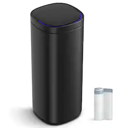 Songmics Home - 13-Gallon (50L) Motion Sensor Stainless Steel Trash Can with Ozone Odor Control – Stay-Open Ink - Black