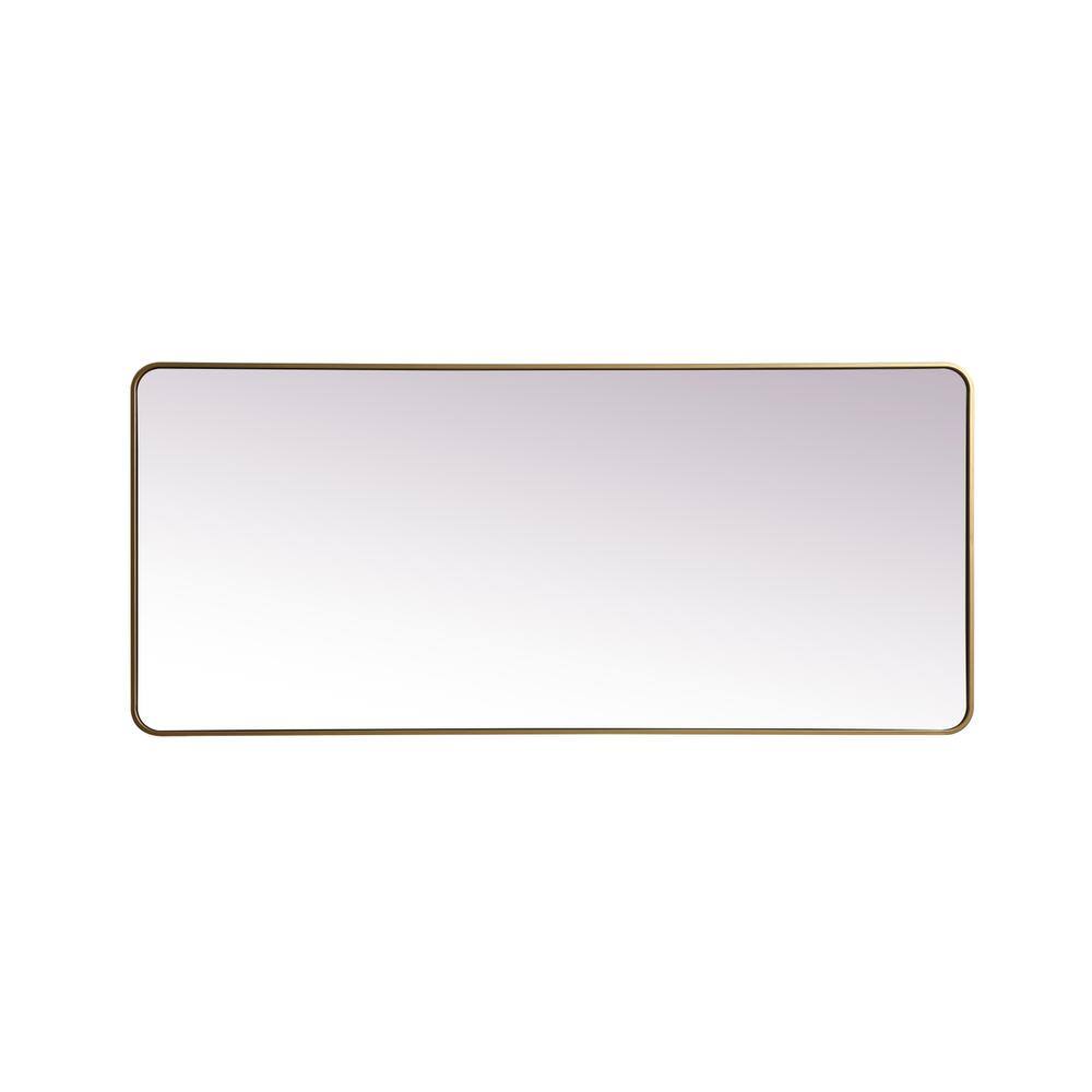 Back. Elegant Decor - Soft Corner Metal Rectangle Mirror 32x72 Inch in Brass - Brass.