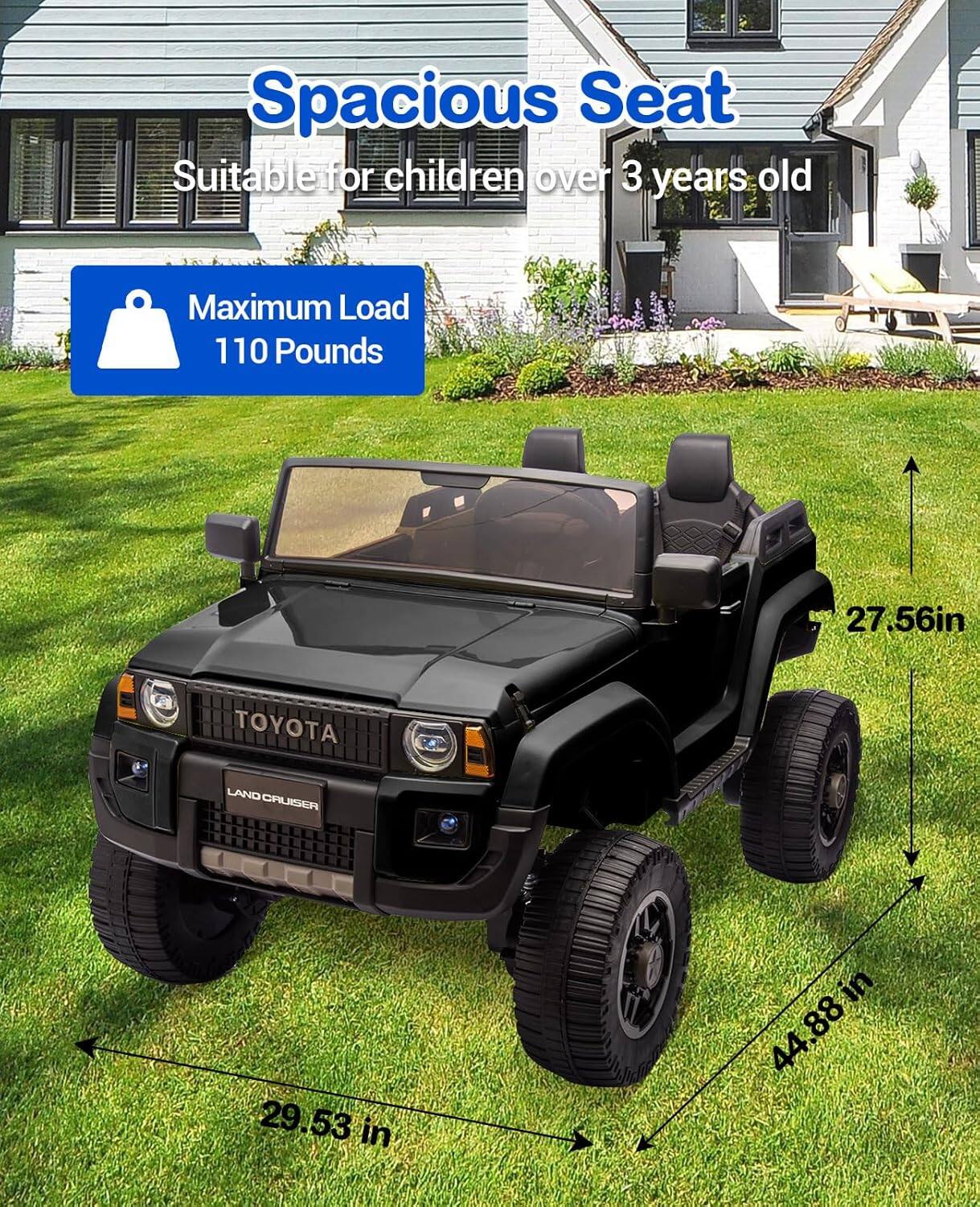 Spacious Seat  
Suitable for children over 3 years old  
Maximum Load 110 Pounds  
27.56 in  
29.53 in  
44.88 in