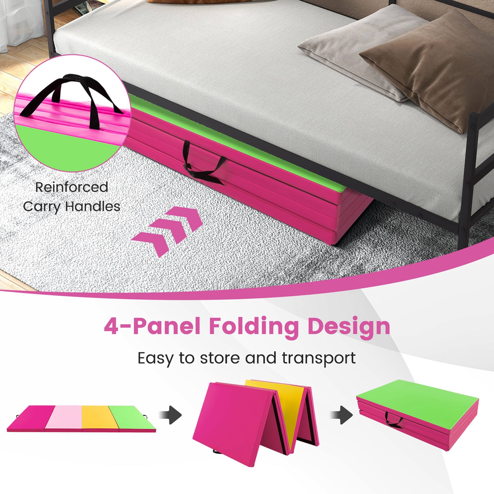 Reinforced Carry Handles

4-Panel Folding Design

Easy to store and transport