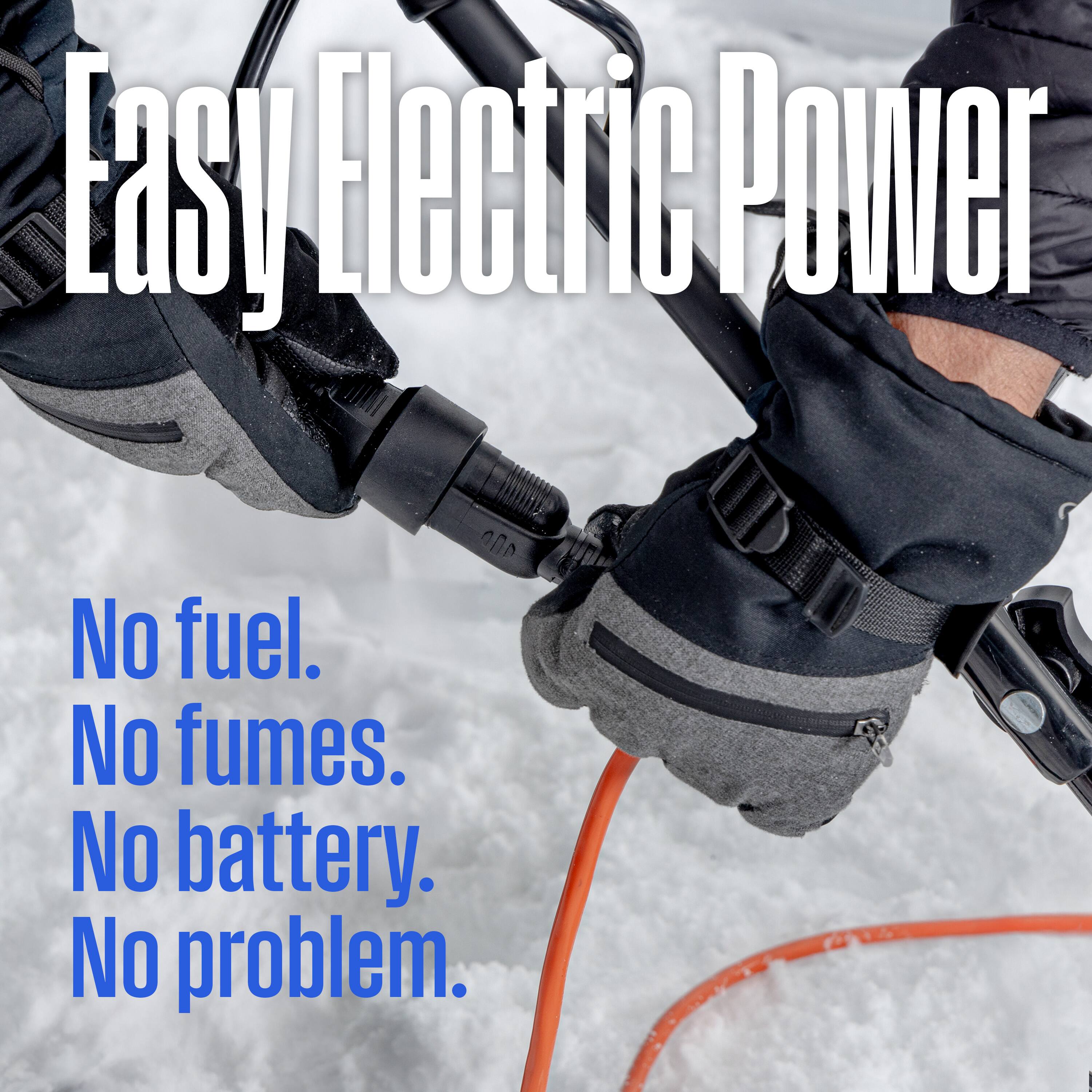 Easy Electric Power

No fuel.  
No fumes.  
No battery.  
No problem.