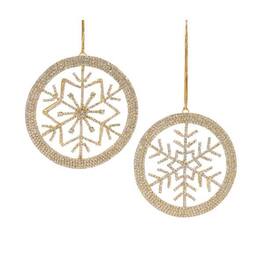 BreeBe - Jeweled Metal Snowflake Ornament (Set of 6) - Gold