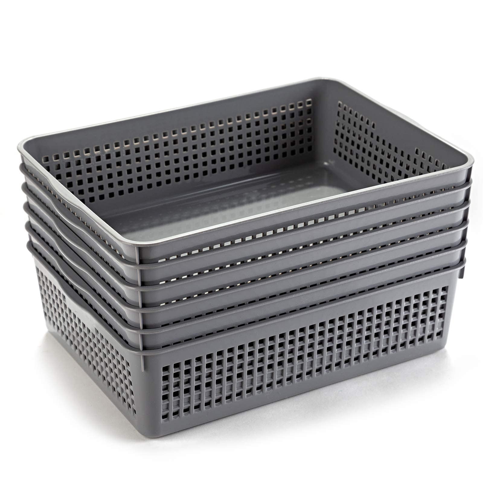 Paradigms Interiors - A4 Pack of 6 plastic A4 size basketsMade of durable PP - Gray