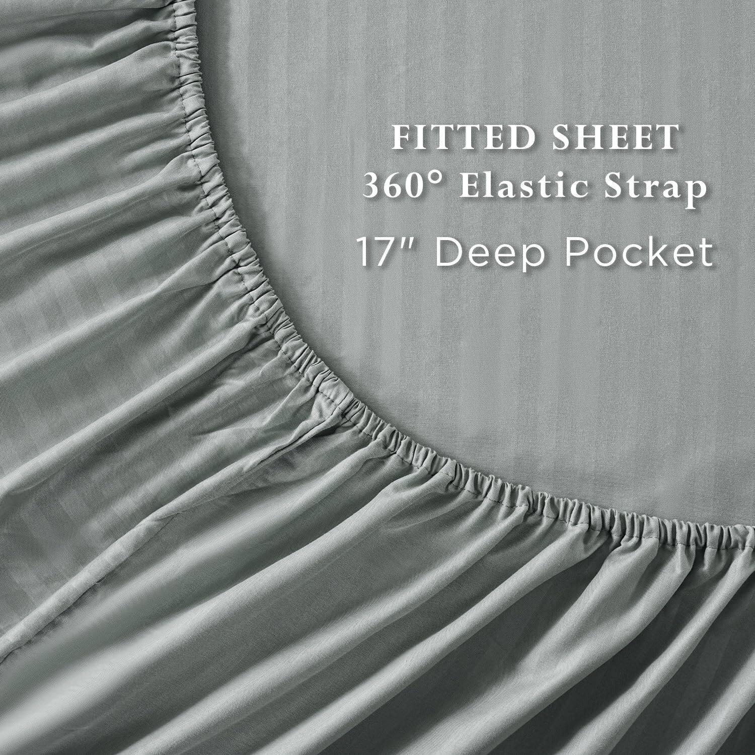 Fitted Sheet  
360° Elastic Strap  
17" Deep Pocket