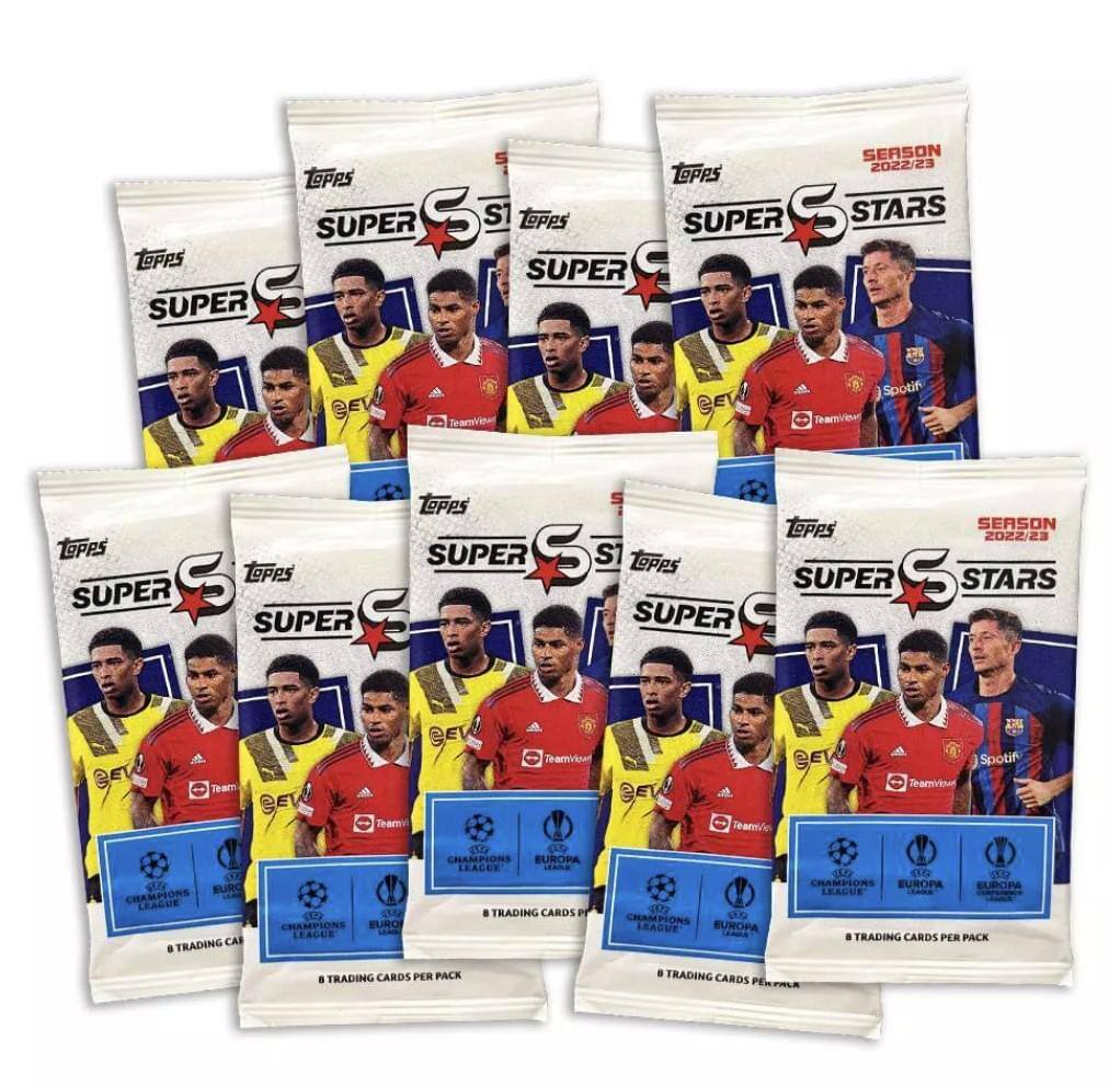 SEASON TOPPS 2022/23 TPPS S S1 TOPPS SUPER S STARS SUPER TOPPS SUPER C SUPER S Spotif CEW Teamiet TOPPS TOPPS SEASON 2022/23 TOPPS SUPER S S1 TOPPS TOPPS SUPER S SUPER S STARS SUPER C SUPER GEV Team GEV Tam GEV Teamiviul gE Teamvo Spotif Teamvious Q BURG CHAMPIONS LEAGUE TRADING CARDS. (1 CHAMPIONS EURO LEAGUE SS CLO CHAMPIONS EUROPA LEAGUE LEAE TRADING CARDS PER PACK. TRADING CARDS PER PACK. TRADING CARDS