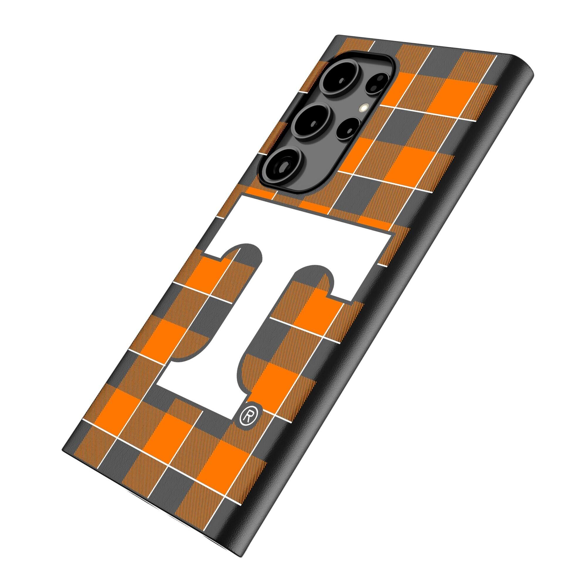 Alt View 1. Keyscaper - Tennessee Volunteers Plaid Galaxy Magnetic Bump Case - S24 - Black.