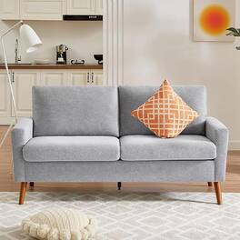 Dyonery - 68 "Corduroy sofa,small sofa for bedroom and office, comfortable sofa, spring pad, tool-free assembly - Gray