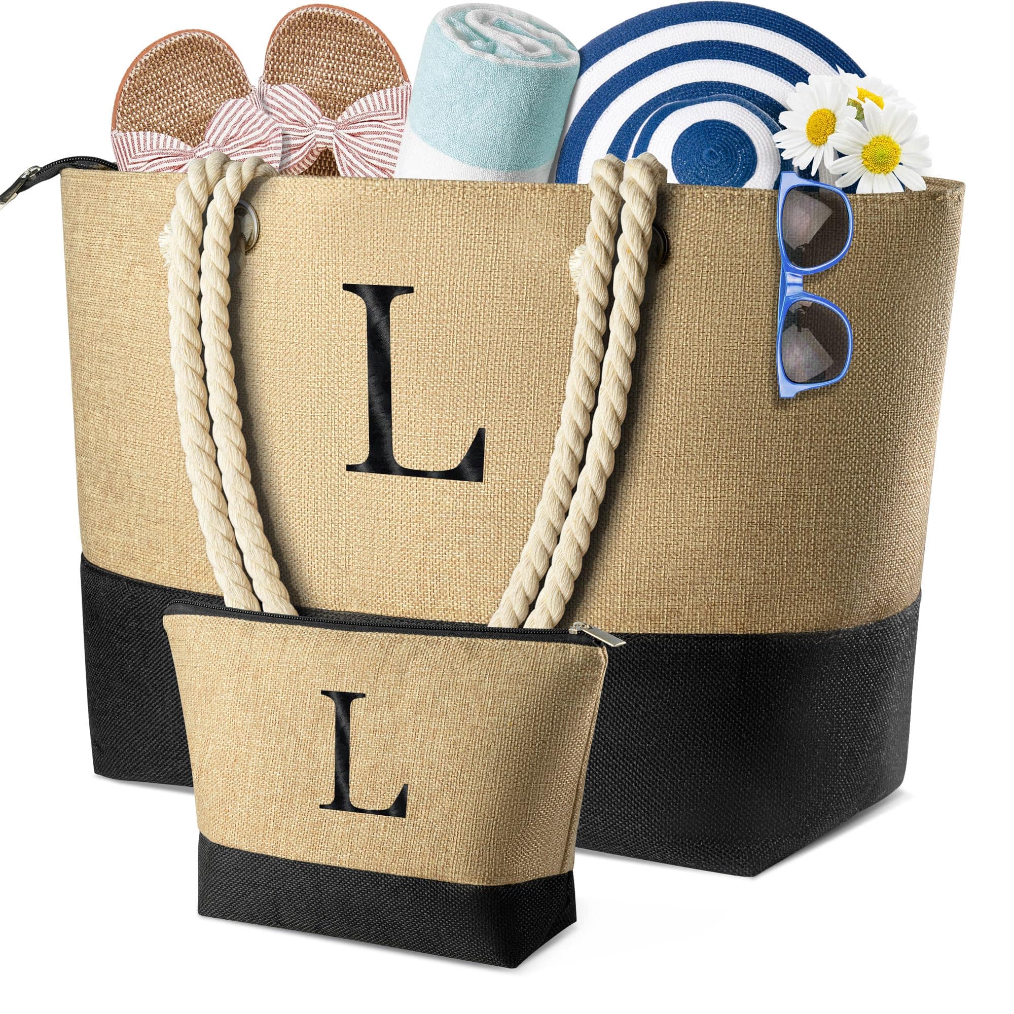 Paradigms Interiors - Christmas Gifts For Women - Beach Bags With Makeup Bag Travel Birthday Mom Friends - L