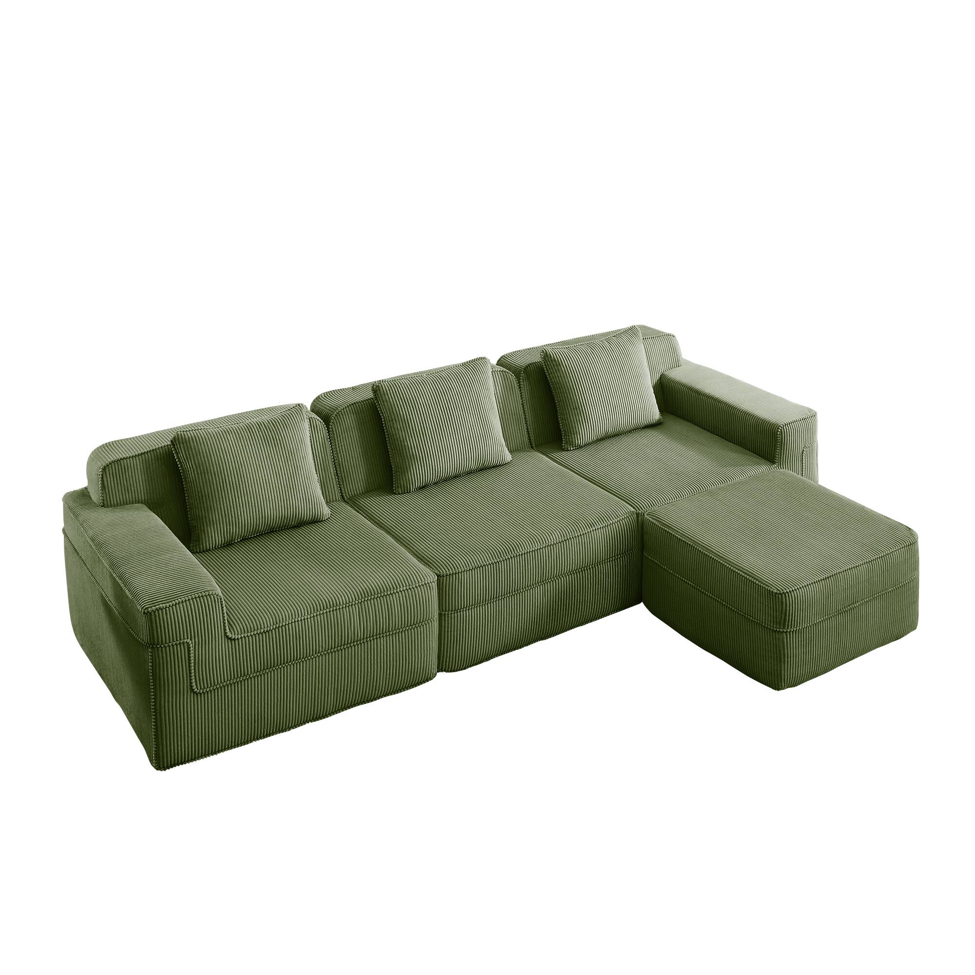 Alt View 2. Roomtec - Modular 3 Seat L Shape Sectional Boneless Sofa Cloud Sectional Couch with Deep Seat Modern Modular 3Seat Sofa Couch - Green.