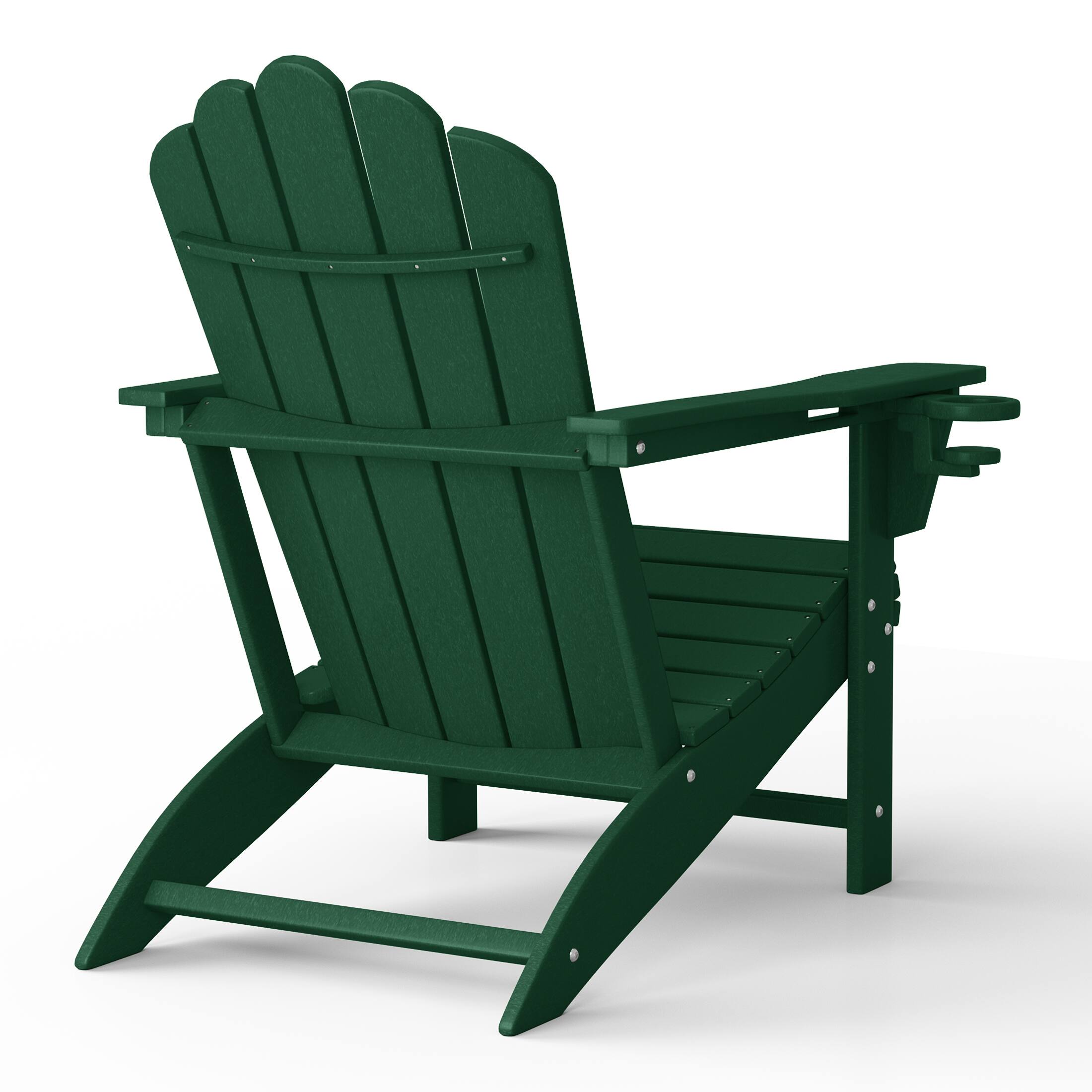 Alt View 2. WestinTrends - WestinTrends Highland Outdoor Patio HDPE Adirondack Chairs With Cup Holders (Set of 2) - Dark Green.