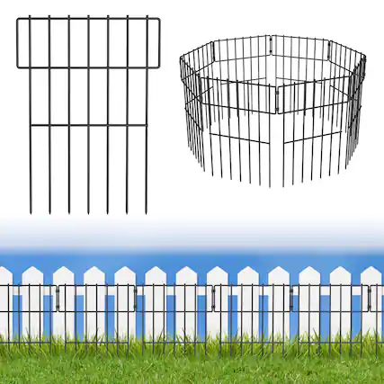 Front. Oumilen - 10Pcs Decorative Garden Fence No Dig Animal Barrier Border Panels for Flower Bed.