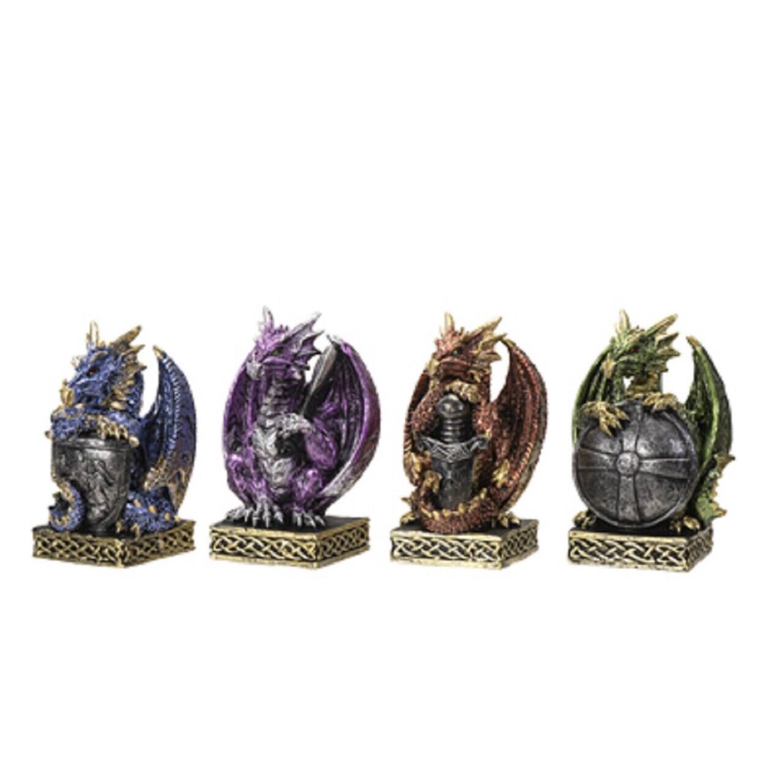 Front. Pacific Trading - Multicolor Dragon Fantasy Figurine 4 Piece Set 4 Inches Tall.