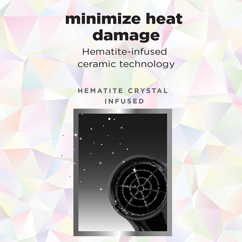 minimize heat damage  
Hematite-infused ceramic technology  
HEMATITE CRYSTAL INFUSED