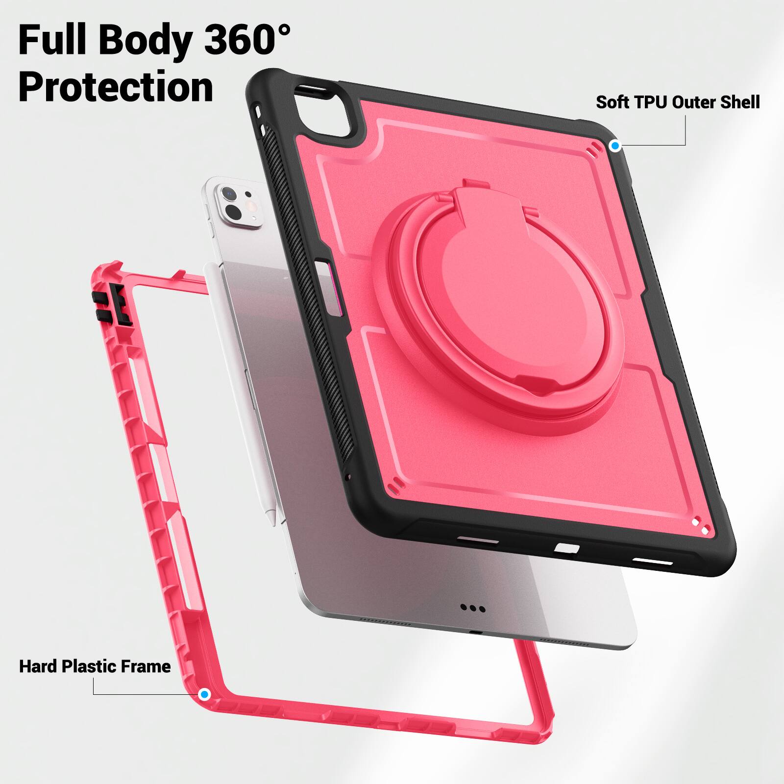Full Body 360° Protection  
Soft TPU Outer Shell  
Hard Plastic Frame