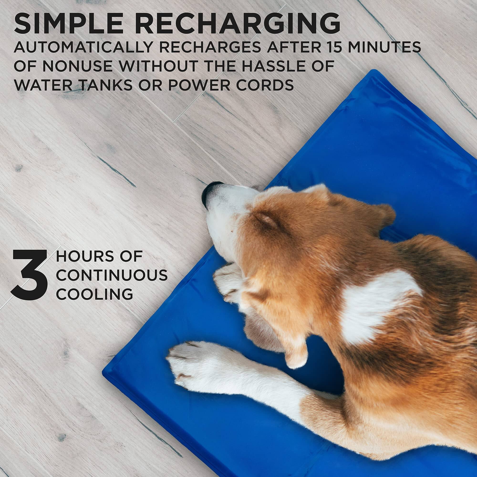 SIMPLE RECHARGING AUTOMATICALLY RECHARGES AFTER 15 MINUTES OF NONUSE WITHOUT THE HASSLE OF WATER TANKS OR POWER CORDS

3 HOURS OF CONTINUOUS COOLING