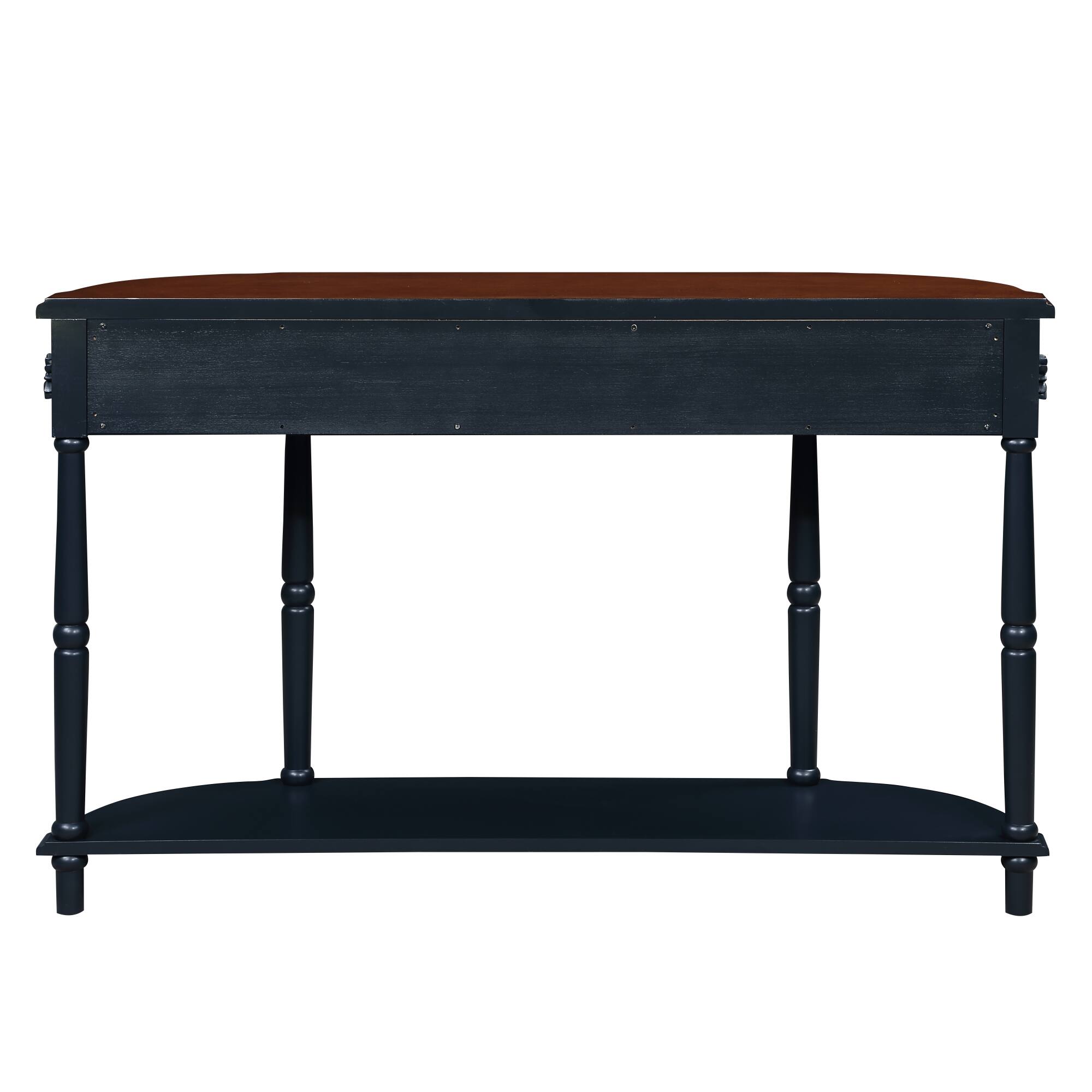 Alt View 5. GOODSILO - Retro Curved Wood Console Table with Open Shelf and Drawers Half Moon Sofa Table Solid Wood Entry Table - Navy Blue.