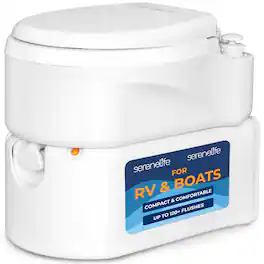 SereneLife - Outdoor Portable RV Toilet – Ergonomic Seat, 4.5 Gallon Tank, Air Release Vent for Easy Cleaning - White