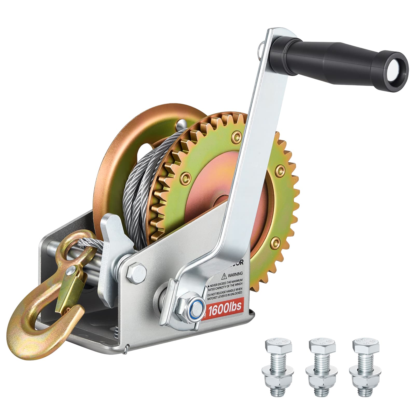 VEVOR - Boat Winch, 1600 lbs Hand Winch, Heavy Duty Manual Rope Crank with 32.8ft Steel Wire, Portable Two-Way Ratchet - Silver price history on PriceWatchPro
