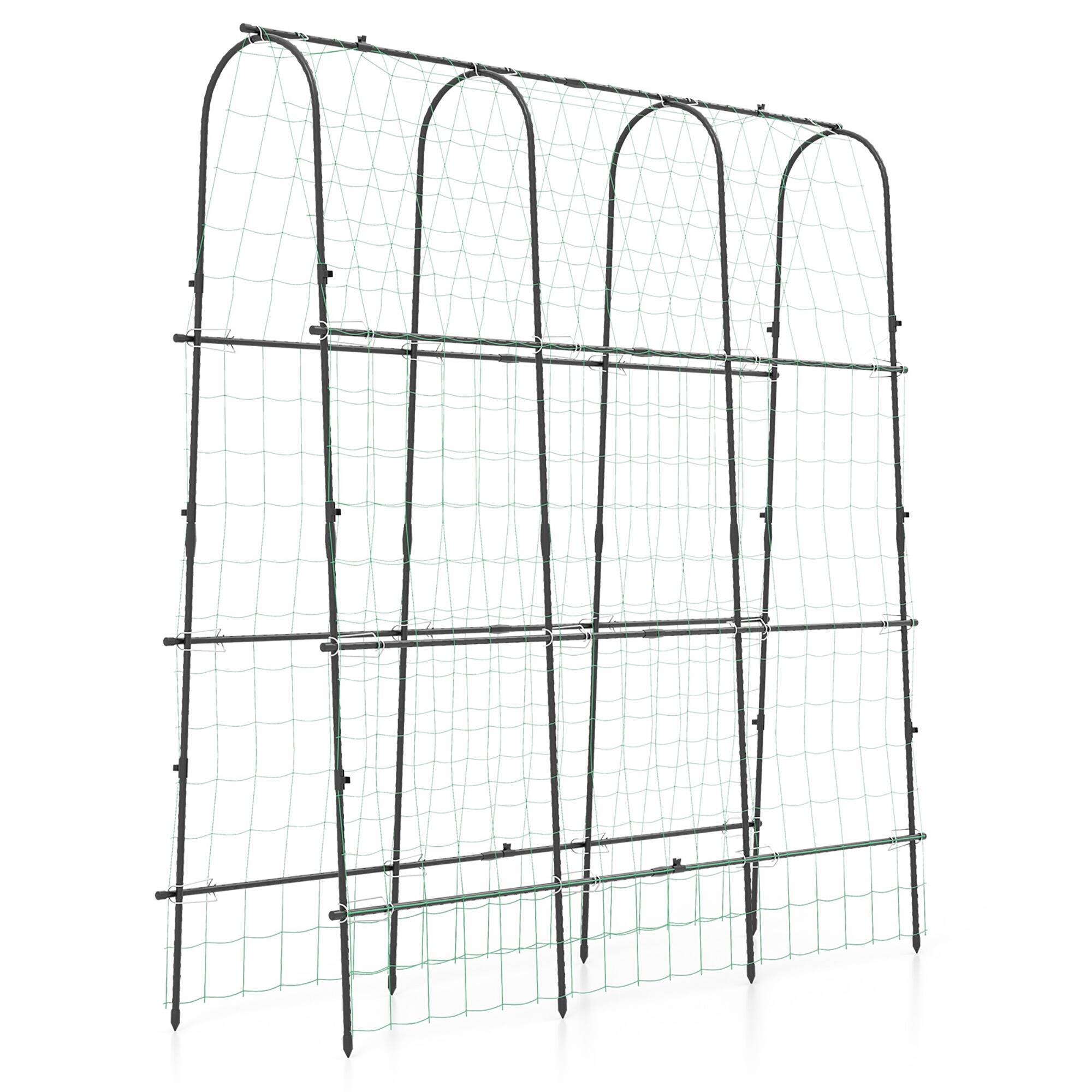 Alt View 9. Gymax - Gymax 71'' x 71'' U-Shaped Garden Trellis w/Tear-resistant Netting Sharp Ground Stakes - Black.