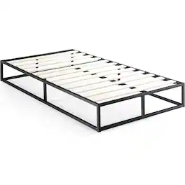 Hivvago - Twin size 10-inch Low Profile Modern Metal Wood Slat Platform Bed Frame - Black